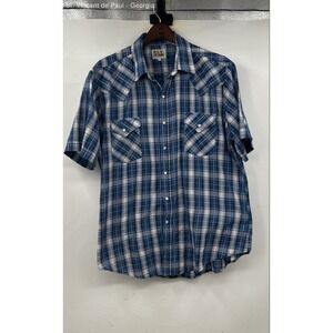 Ely Outerwear Plaid Pearl Snap Shirt Men's XL Blue White